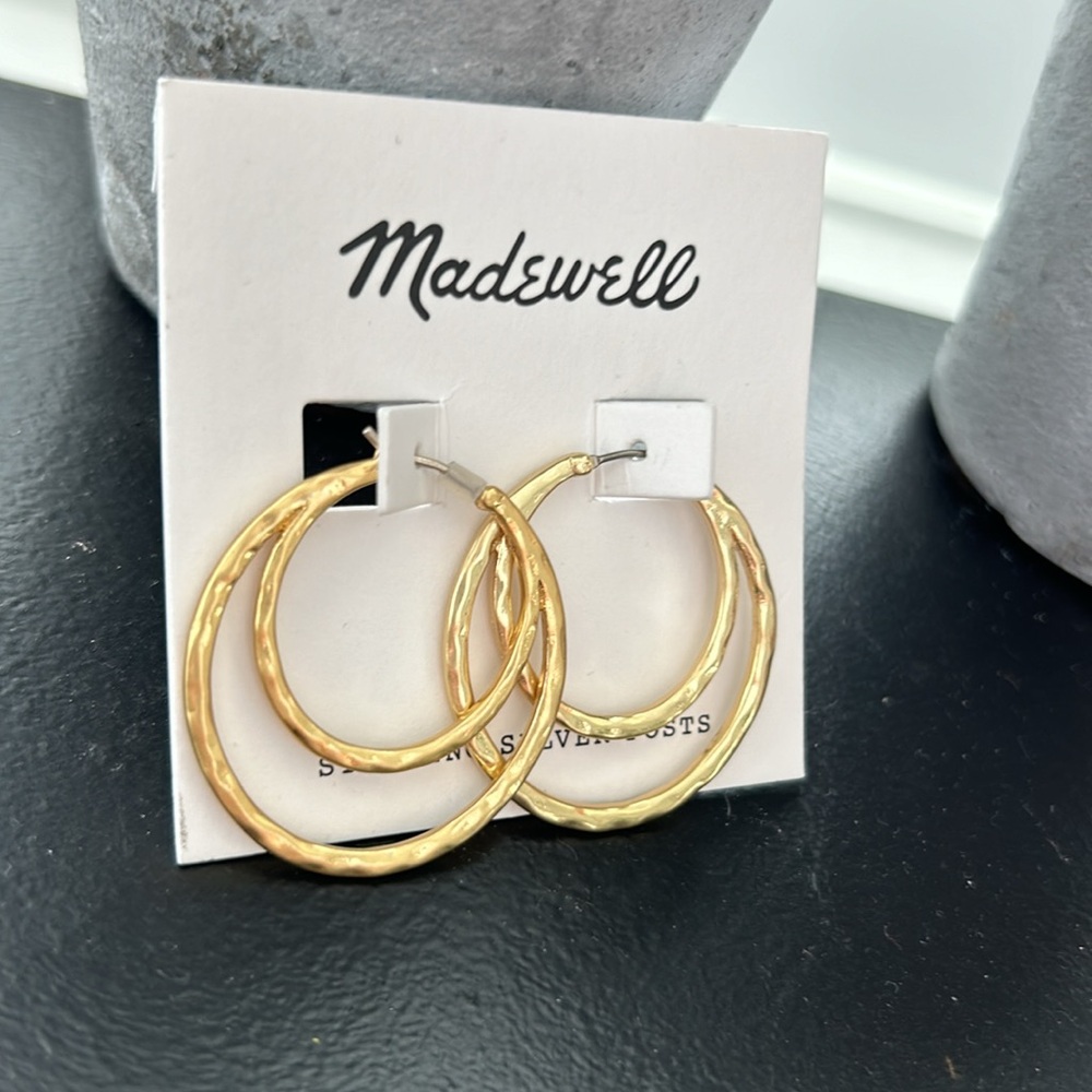 Madewell  NWOT Hammered Double-Hoop Earrings - Picture 4 of 4